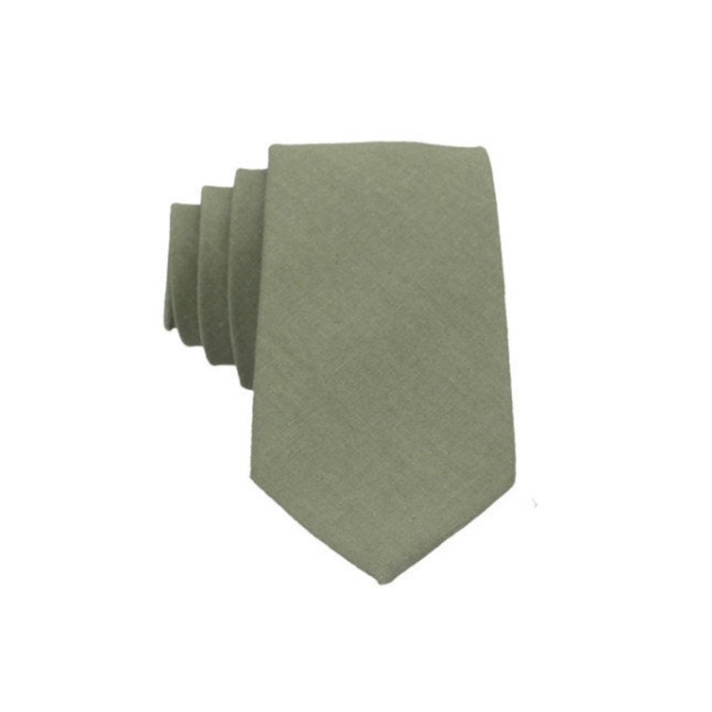 Sage Green/Moss Colored Linen Tie